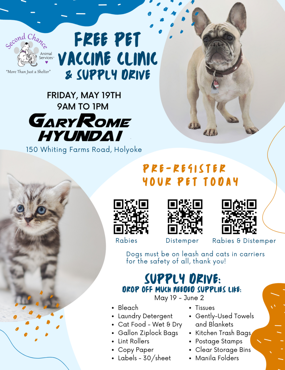 Register for a Free Pet Vaccine Clinic May 19th at Gary Rome Hyundai